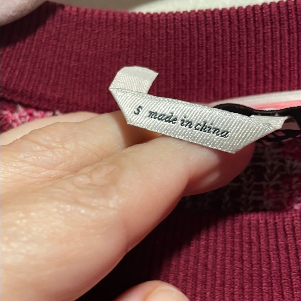 Kate Spade NY Mainline Marker Maroon with Pink Floral Puff Design Sweater - Picture 3 of 11